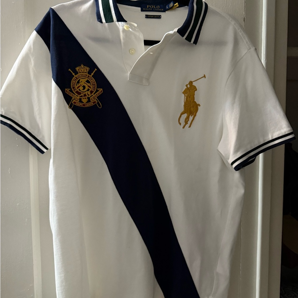Polo by Ralph Lauren White and Navy Men's Polo Shirt